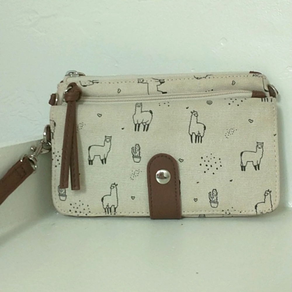 Canvas Llama Wristlet Wallet